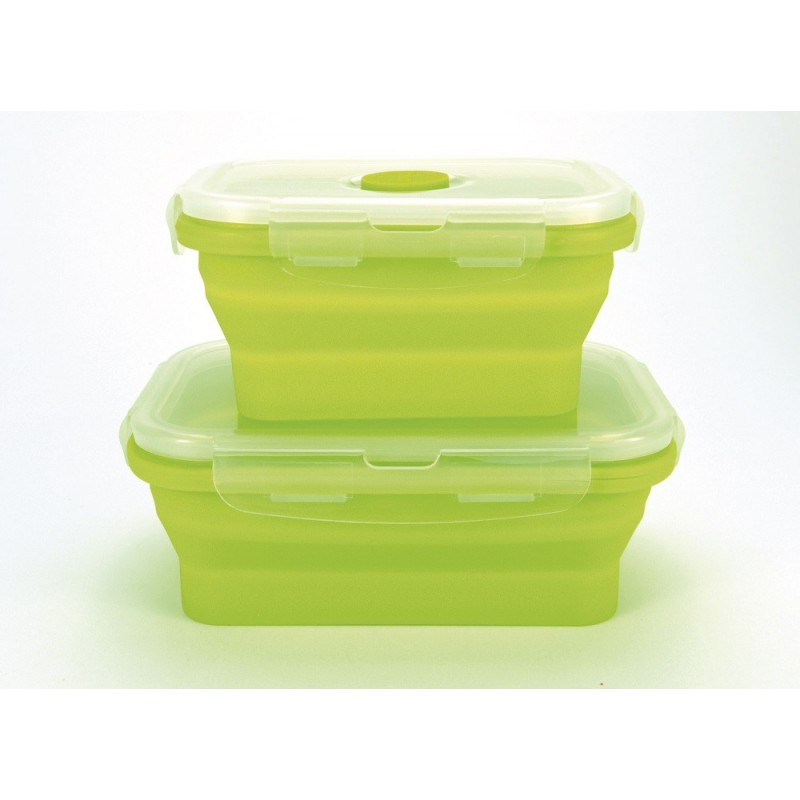 silicona para acampada Recipientes plegables de almacenamiento de alimentos con tapas verde, 750 ml, 1 unidad sin BPA BIGTO 