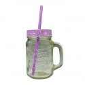 MASON JAR MUG WITH STRAW